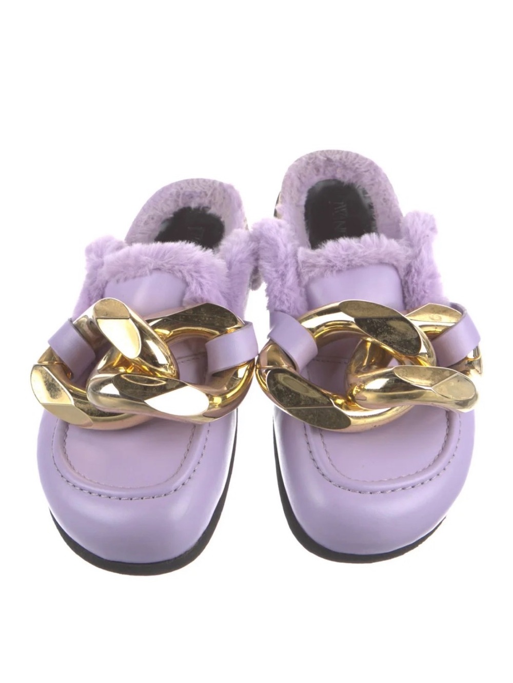 JW Anderson Lavender Fur Chain Loafers Sz 37